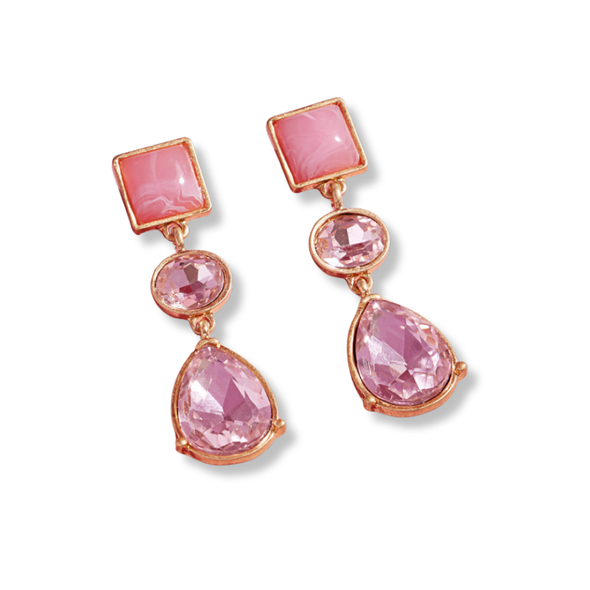 Stone & Glass Teardrop Earring