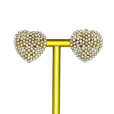 Gold heart rhinestone clip-on earring 